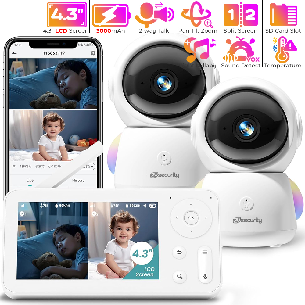 Baby Nursery Music - 2K Baby Monitor with 2 Cameras