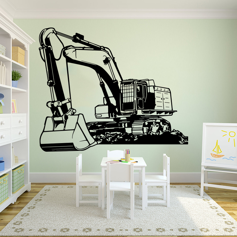 Baby Nursery Wallpaper - Large Heavy Equipmen Excavator Digger Wall