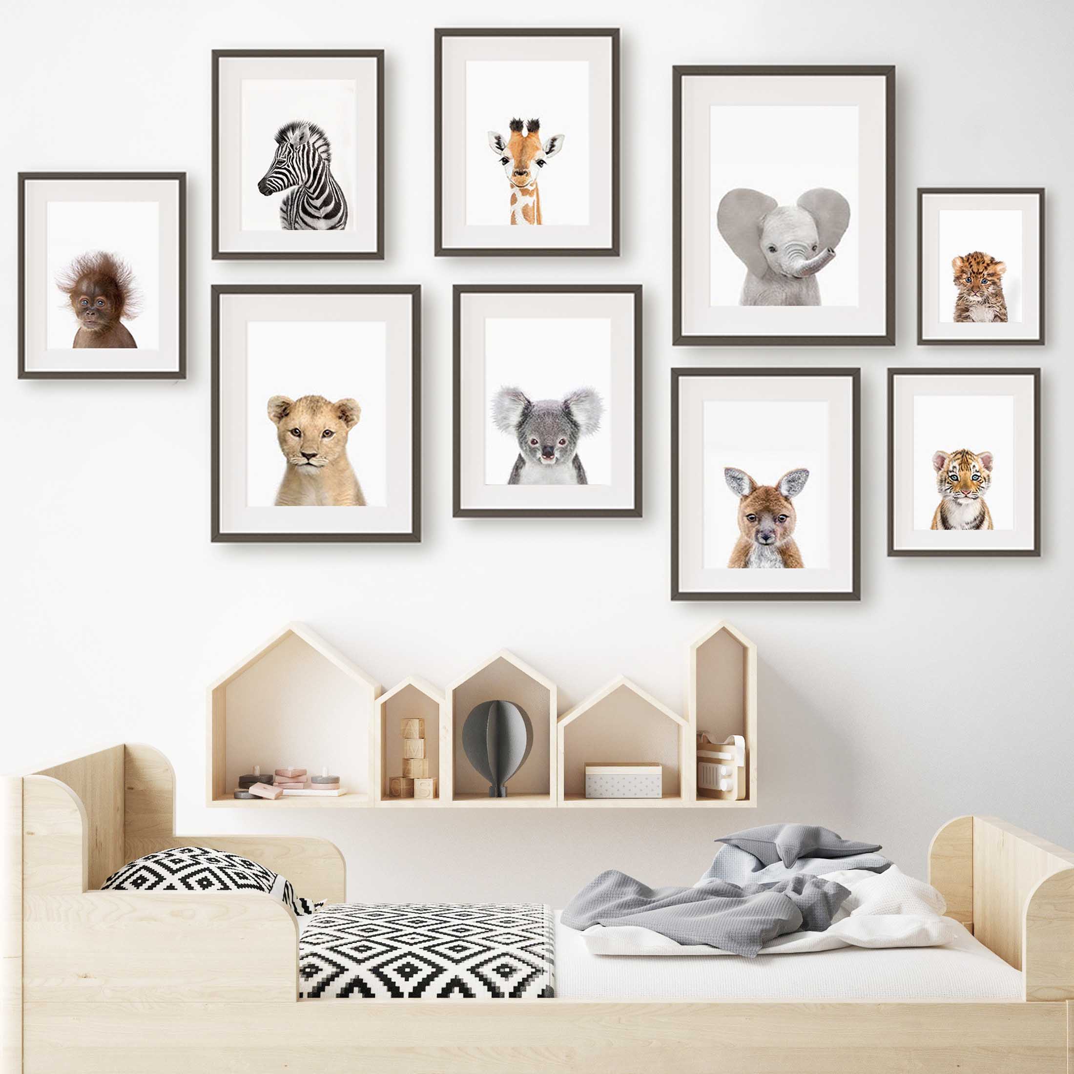 Baby Zoo Nursery - 1pc frameless Canvas Painting Baby Animal