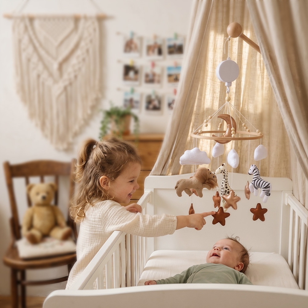 Baby Nursery Music - Wooden Bed Bell Baby Crib Mobile