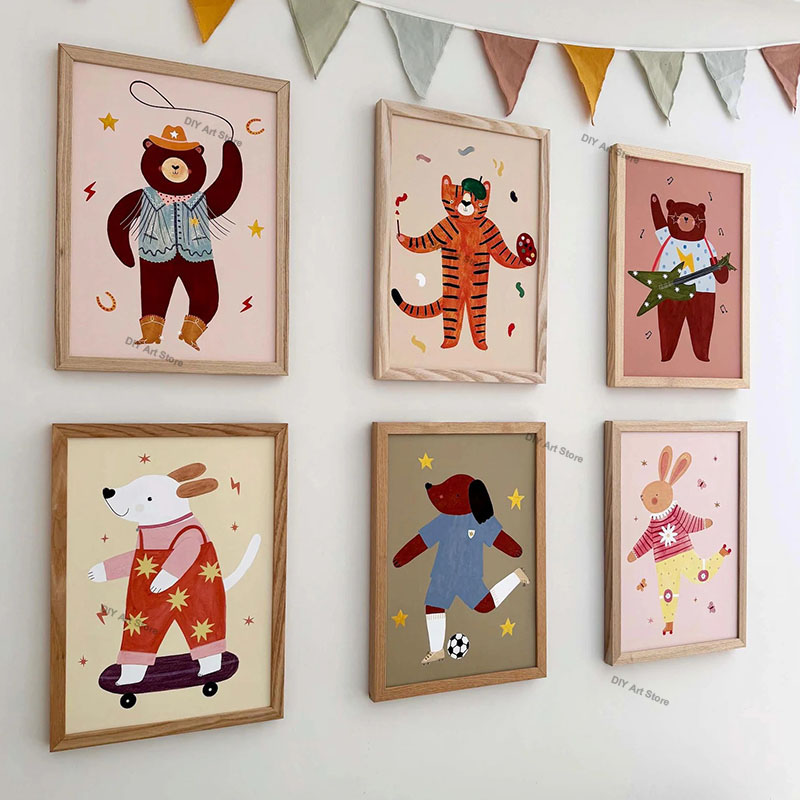 Baby Nursery Posters - Funny Cartoon Animal Nursery Wall Art