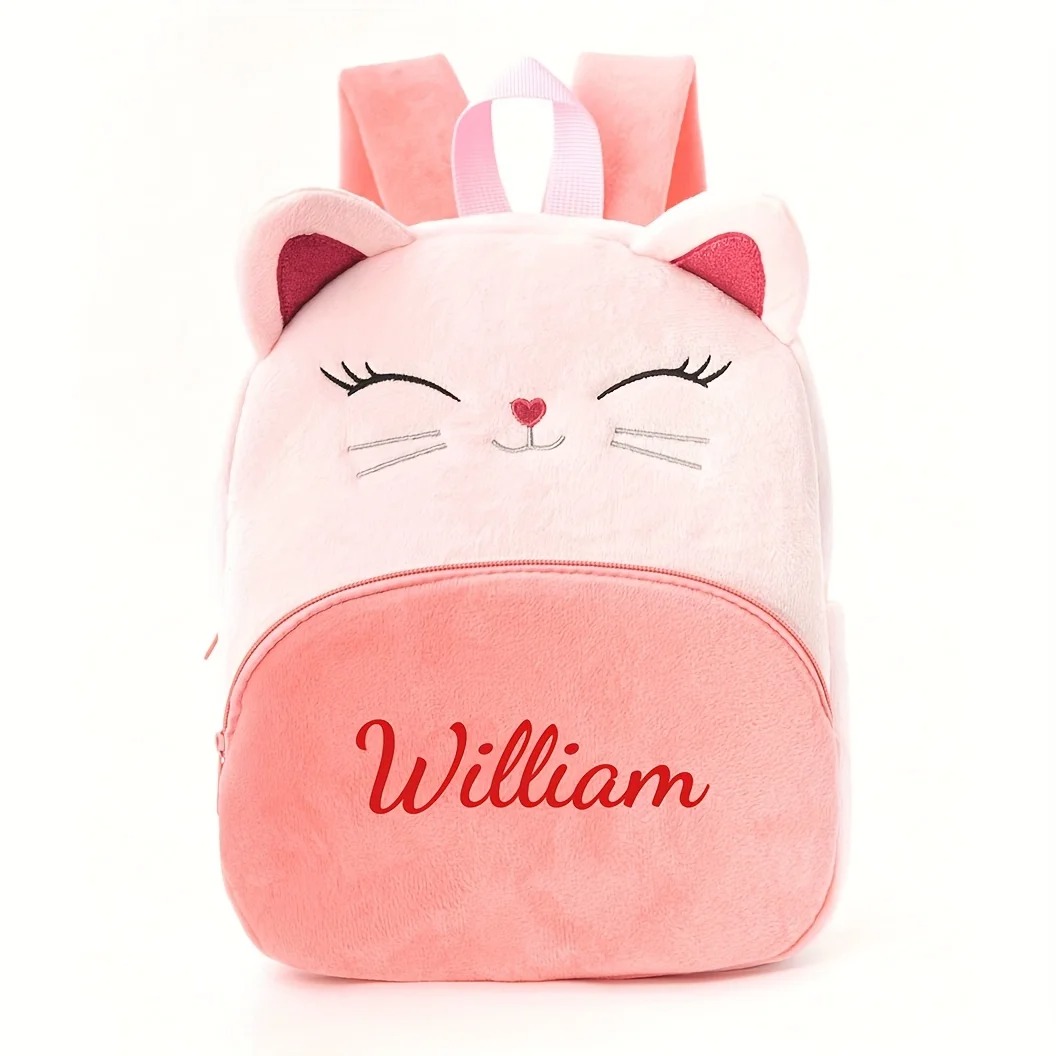 Baby Nursery Backpack - Customized Name Cartoon Cat Backpack for