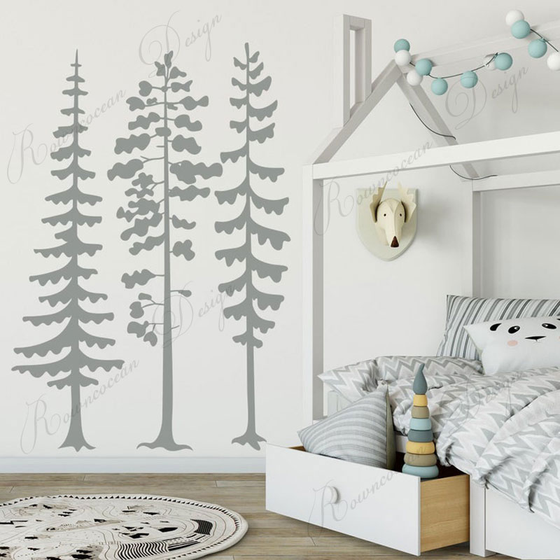 Baby Nursery Tree - Minimalist Forest Pine Tree Wall Decal