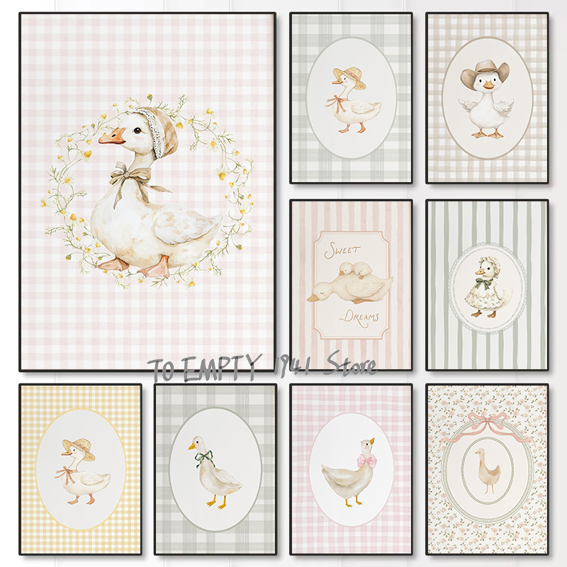 Baby Nursery Prints - Silly Little Goose Nursery Duck Gingham