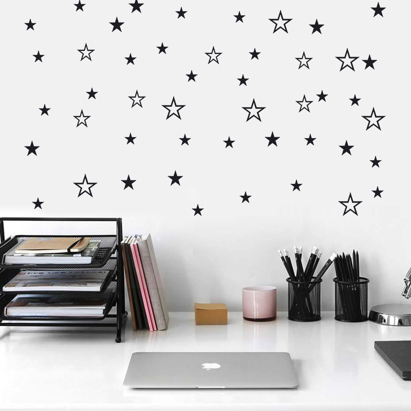 Baby Nursery Wallpaper - Mixed Size Hollow Solid Stars Wall