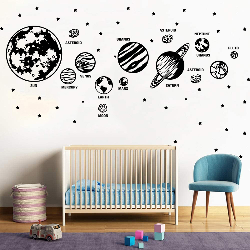 Baby Nursery Wallpaper - Large Planets Solar System Space Star