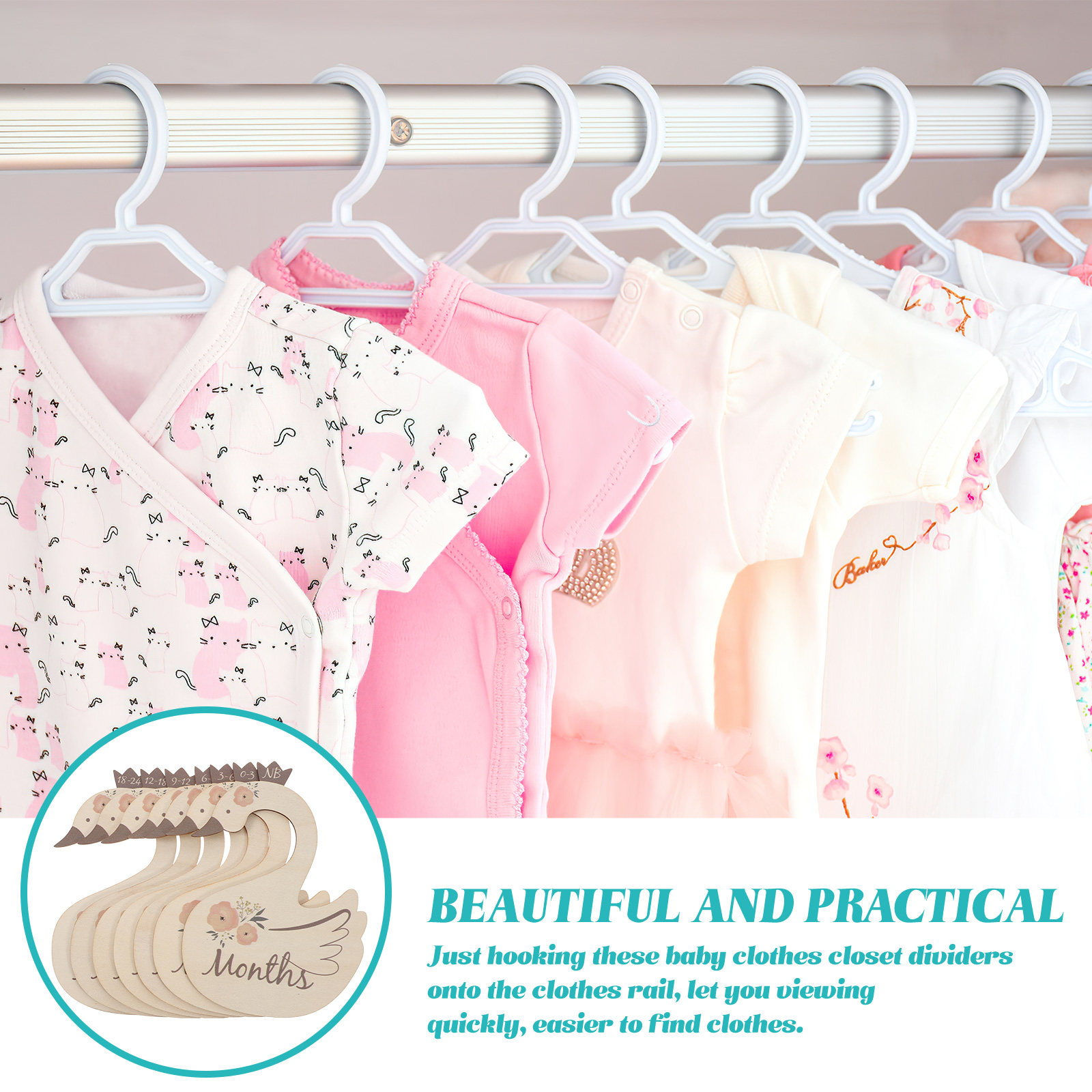 7Pcs Swan Baby Clothes Size Di - огляд і ціна Baby Nursery Organizer