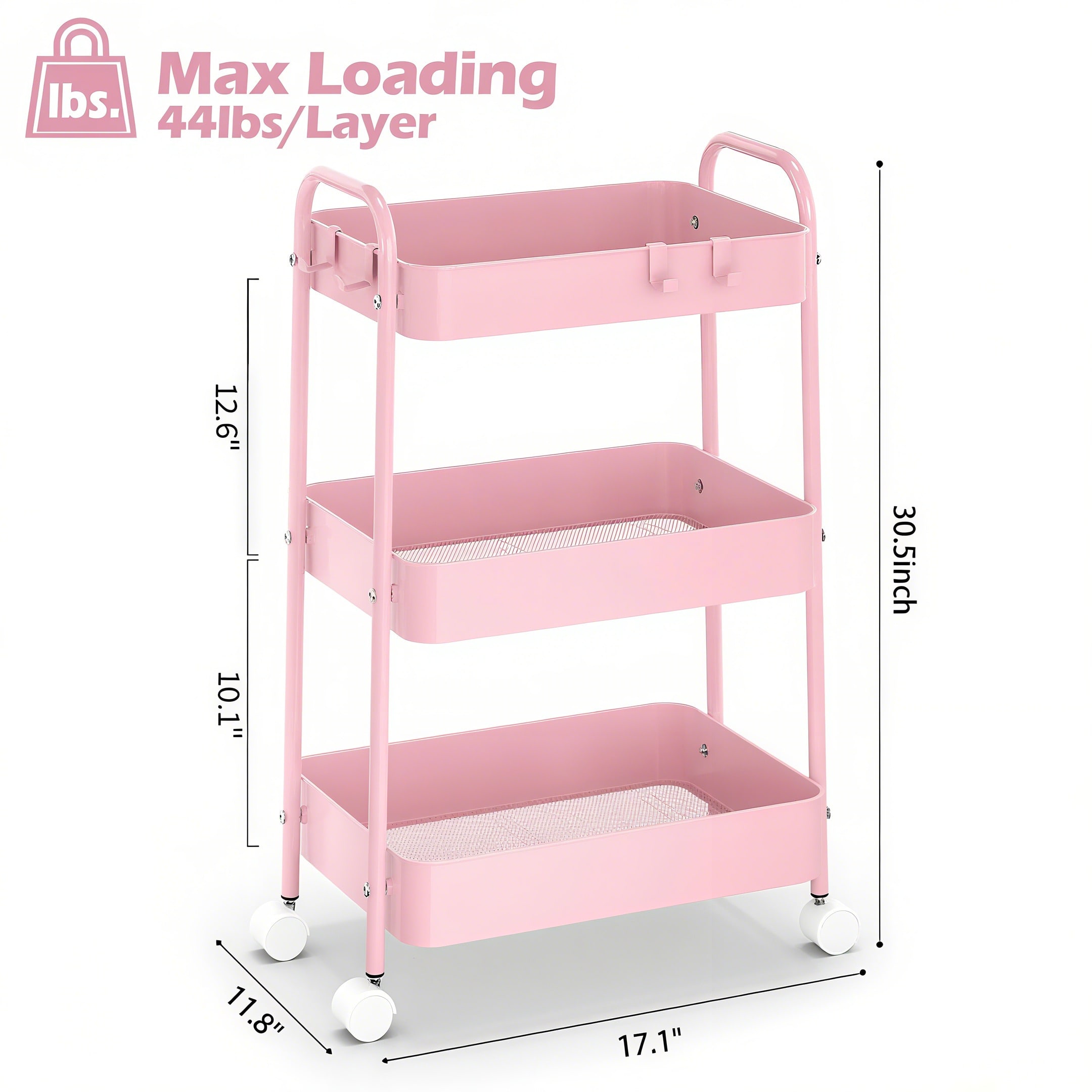 3 Tier Metal Rolling Cart With - огляд і ціна Baby Nursery Organizer