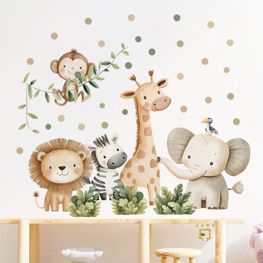 Boho Forest Animals Wall Stick - огляд і ціна Baby Nursery Wallpaper