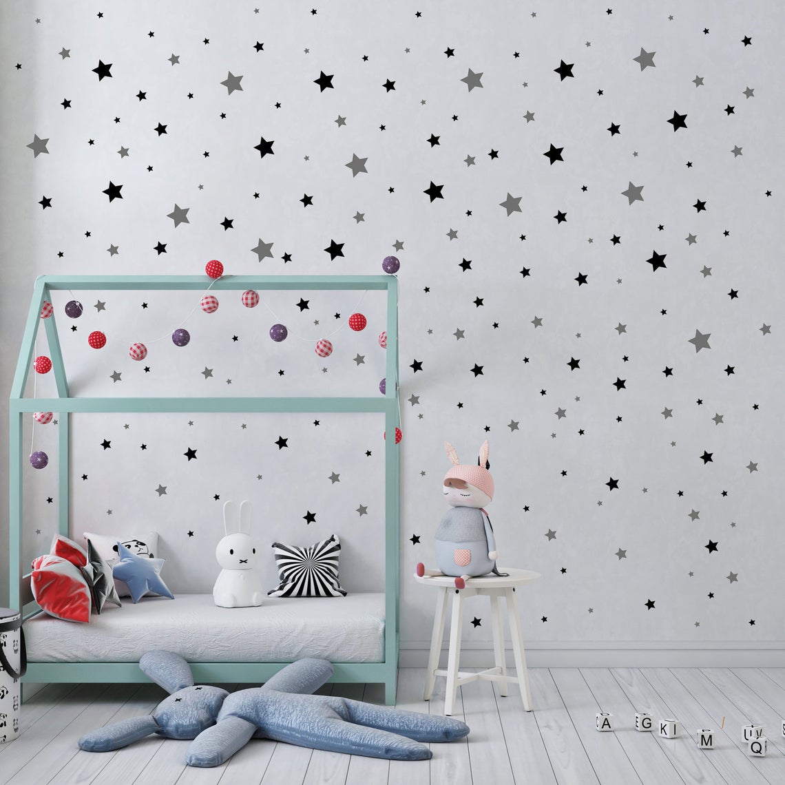 Cartoon 65Pcs Star Wall Sticke - огляд і ціна Baby Nursery Wallpaper