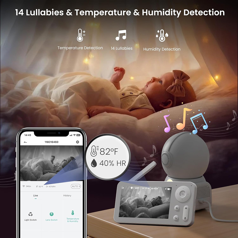 2K Baby Monitor with 2 Cameras - огляд і ціна Baby Nursery Music