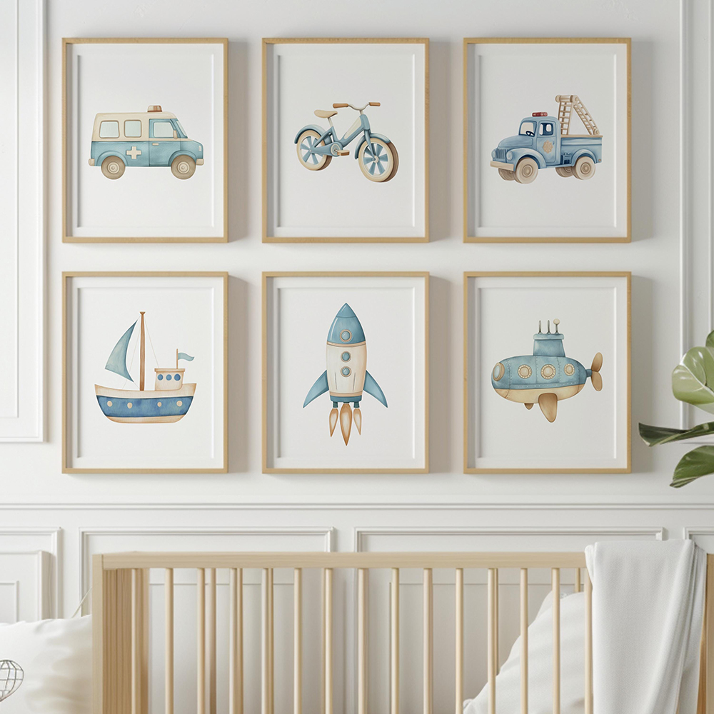 6pcs Vehicle Art Prints Poster - огляд і ціна Baby Nursery Prints