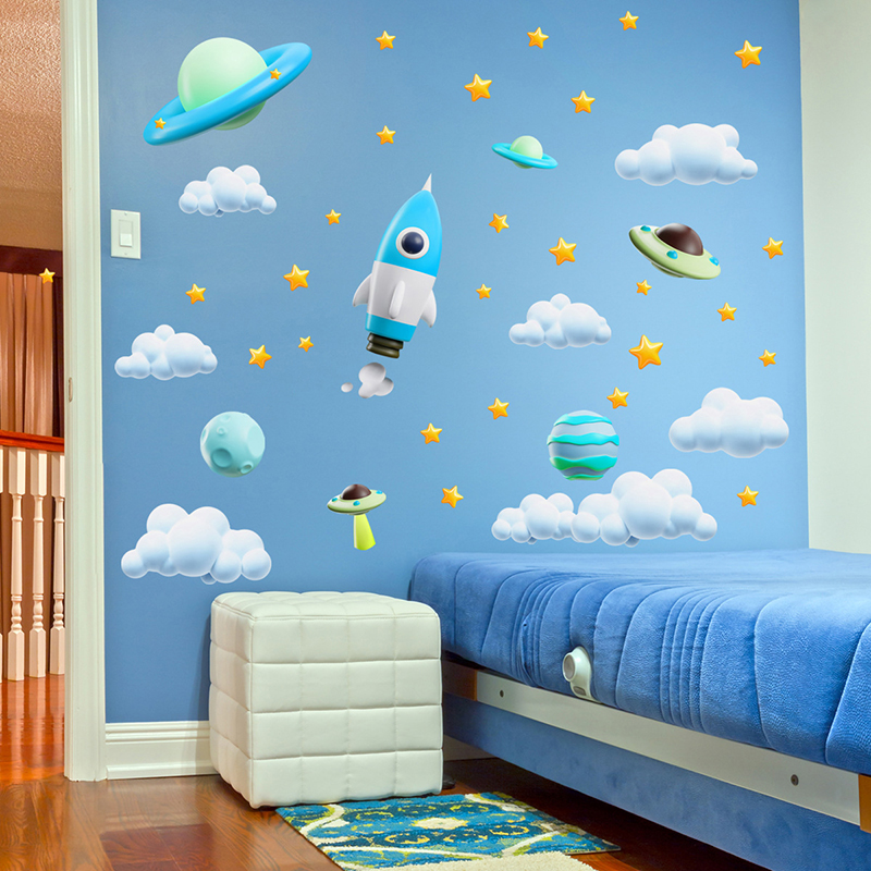 Blue Galaxy Space Rocket UFO W - огляд і ціна Baby Nursery Diy
