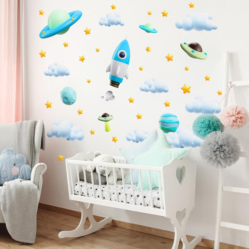 Blue Galaxy Space Rocket UFO W - огляд і ціна Baby Nursery Diy