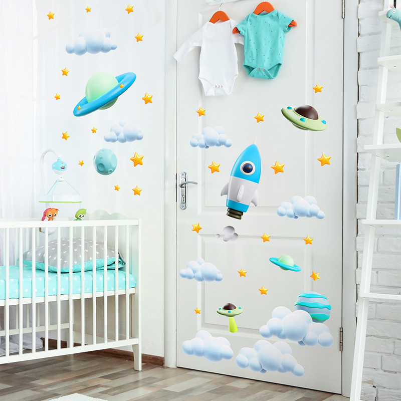 Blue Galaxy Space Rocket UFO W - огляд і ціна Baby Nursery Diy