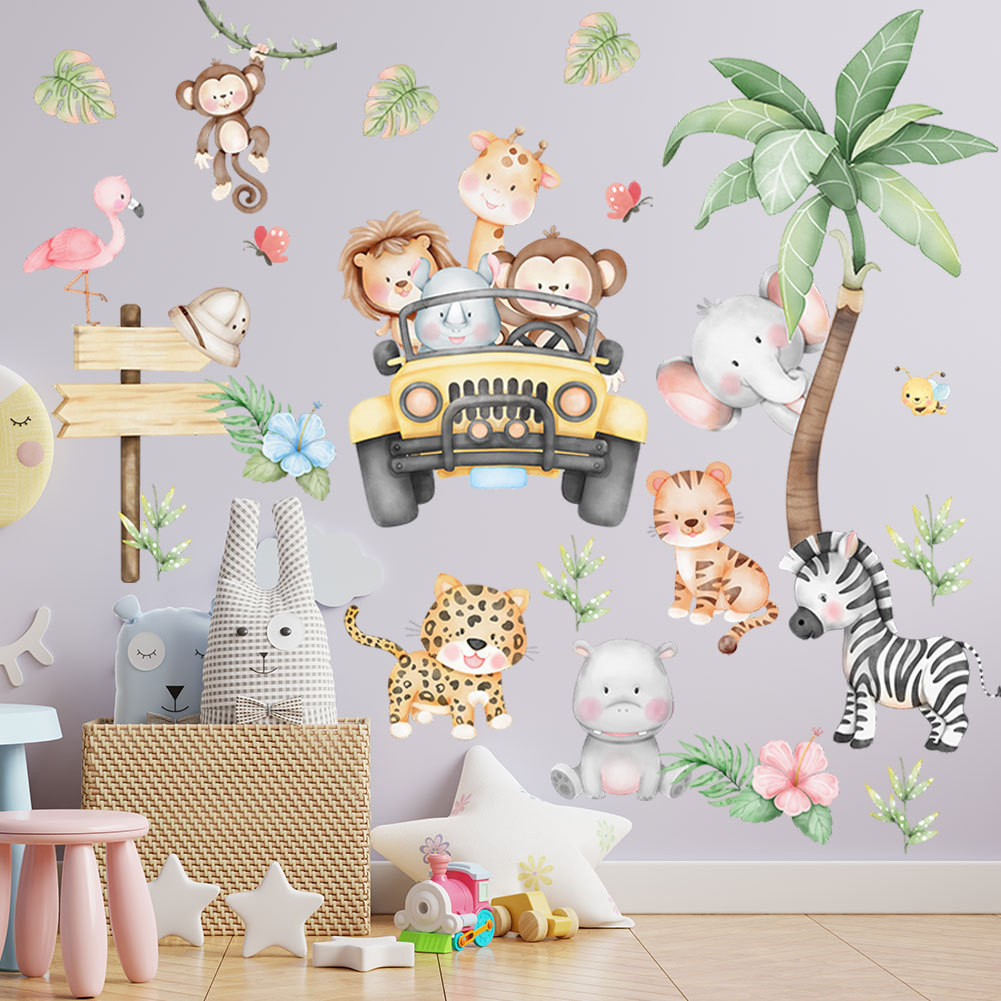 kids room cartoon elephant gir - огляд і ціна Baby Zoo Nursery