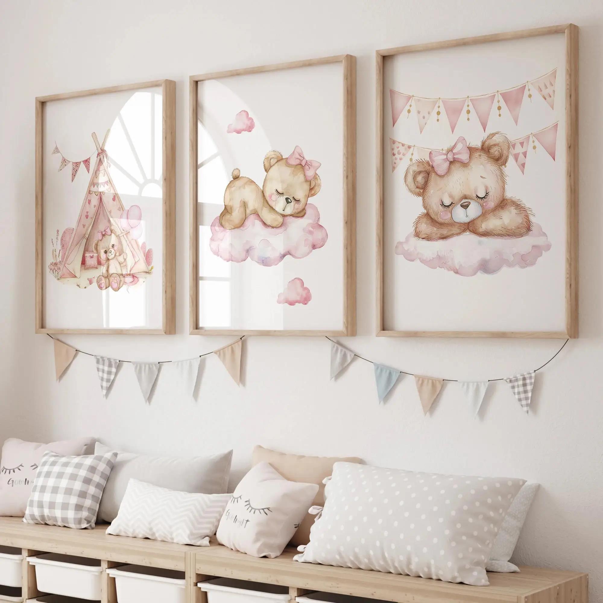 Pink Dream Bear Carousel Tent  - огляд і ціна Baby Nursery Prints