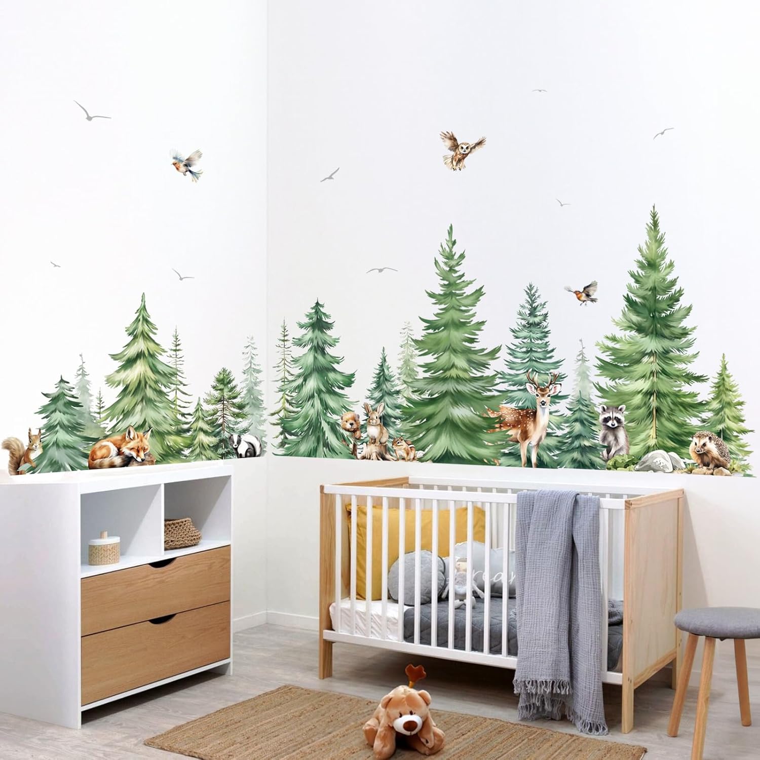 Large Watercolor Pine Tree Ani - огляд і ціна Baby Nursery Tree