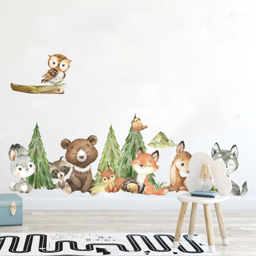 Cartoon Watercolor  Forest Ani - огляд і ціна Baby Nursery Tree