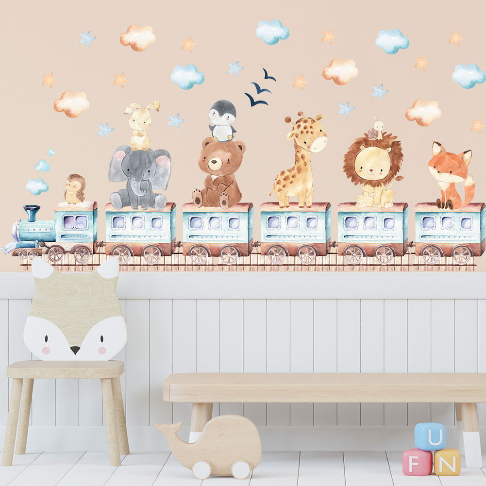 Cartoon Train Stickers Lion El - огляд і ціна Baby Nursery Wallpaper