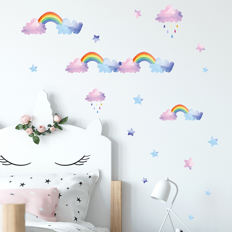 Cartoon Cloud Rainbow Wall Sti - огляд і ціна Baby Nursery Layout