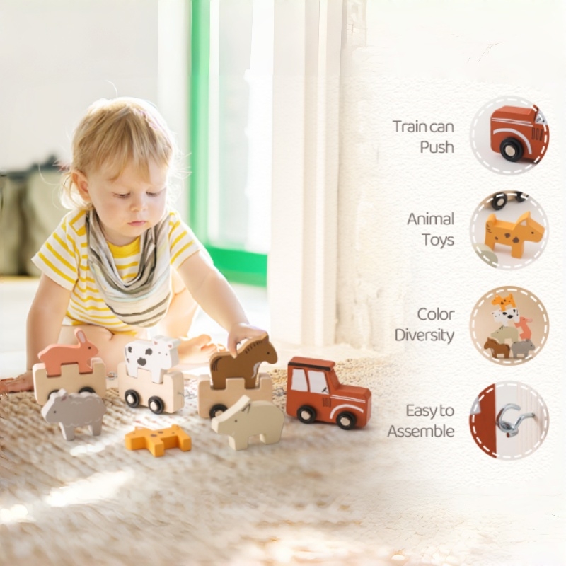 Colorful Wooden Push Train Toy - огляд і ціна Baby Nursery Music