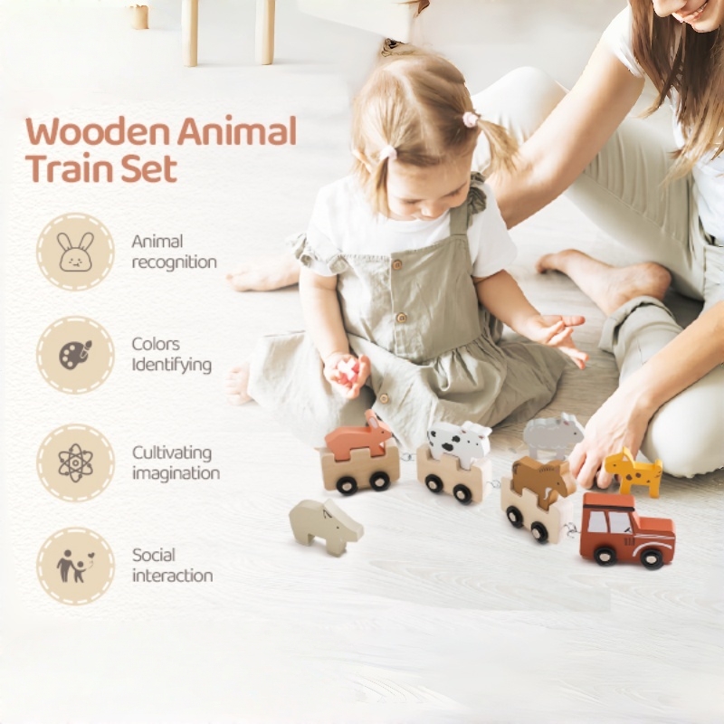 Colorful Wooden Push Train Toy - огляд і ціна Baby Nursery Music