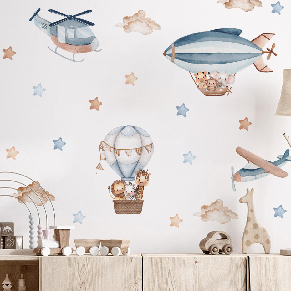 Watercolor Animals Hot Air Bal - огляд і ціна Baby Nursery Wallpaper