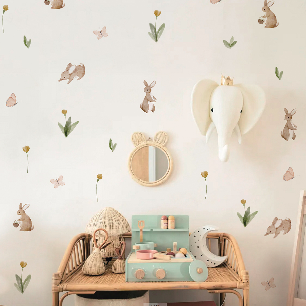 Summertime Watercolor  Cute Bu - огляд і ціна Baby Nursery Wallpaper