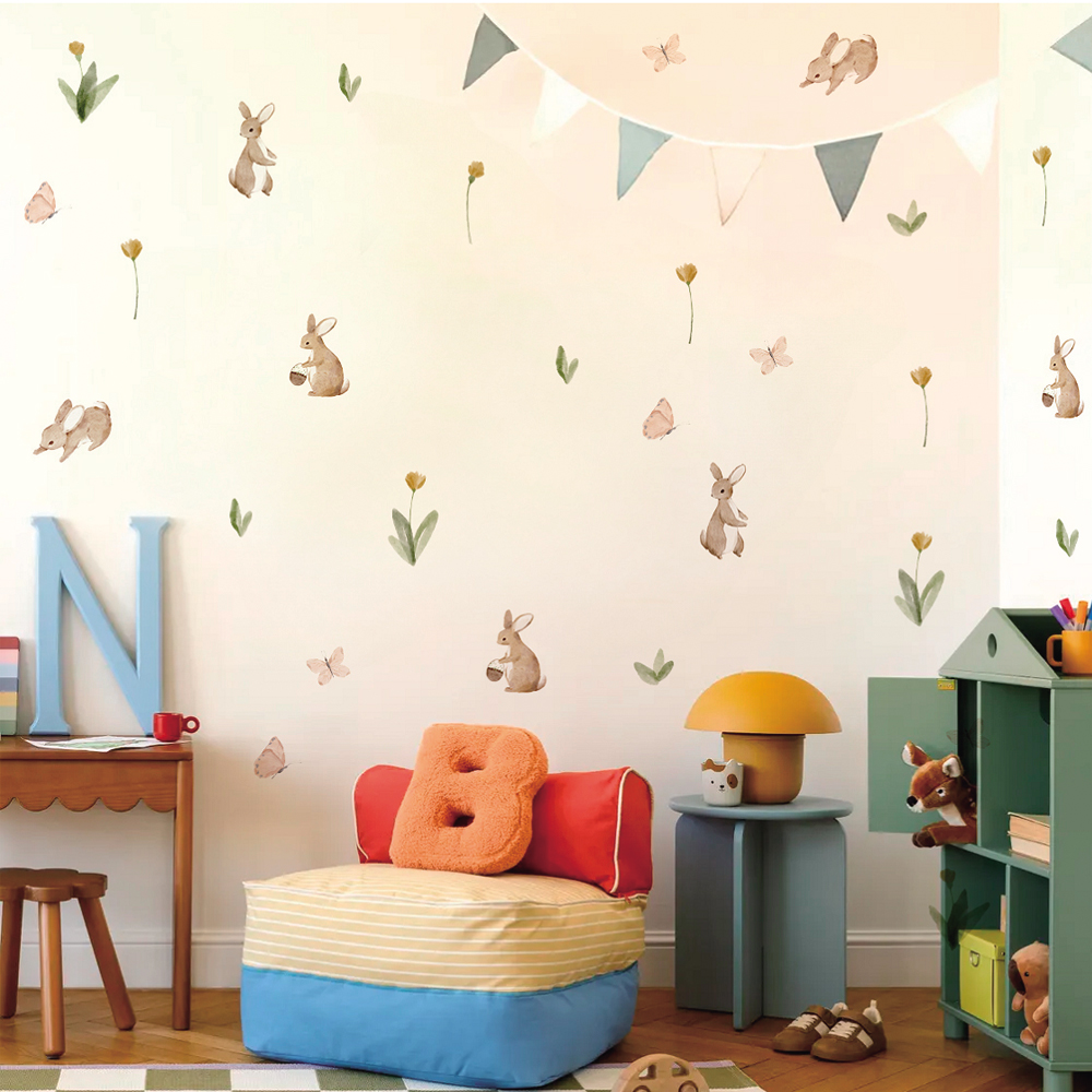 Summertime Watercolor  Cute Bu - огляд і ціна Baby Nursery Wallpaper