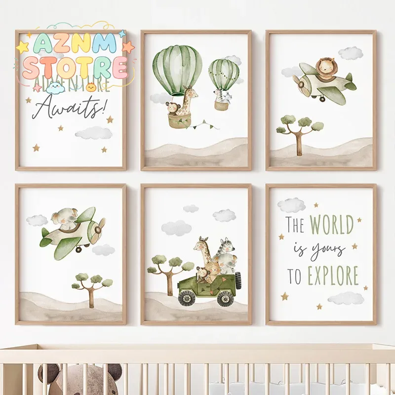 Hot Air Balloon Animals Poster - огляд і ціна Baby Nursery Posters