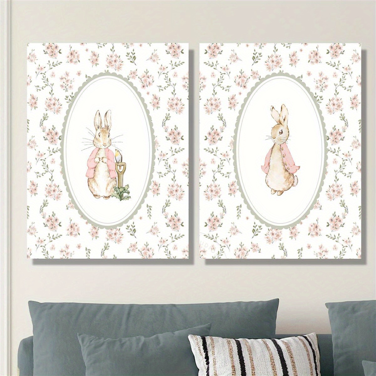 2pcs Retro Easter Rabbit Canva - огляд і ціна Baby Nursery Prints