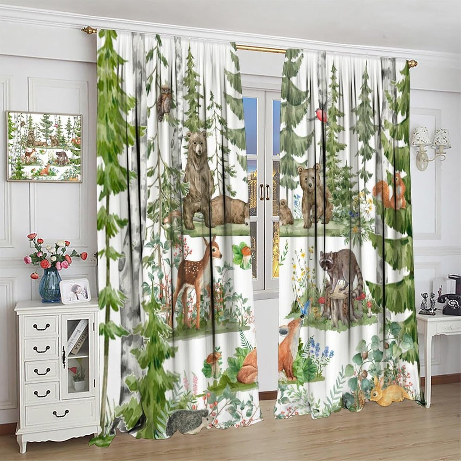 Forest Animal Curtains for Kid - огляд і ціна Baby Nursery Tree