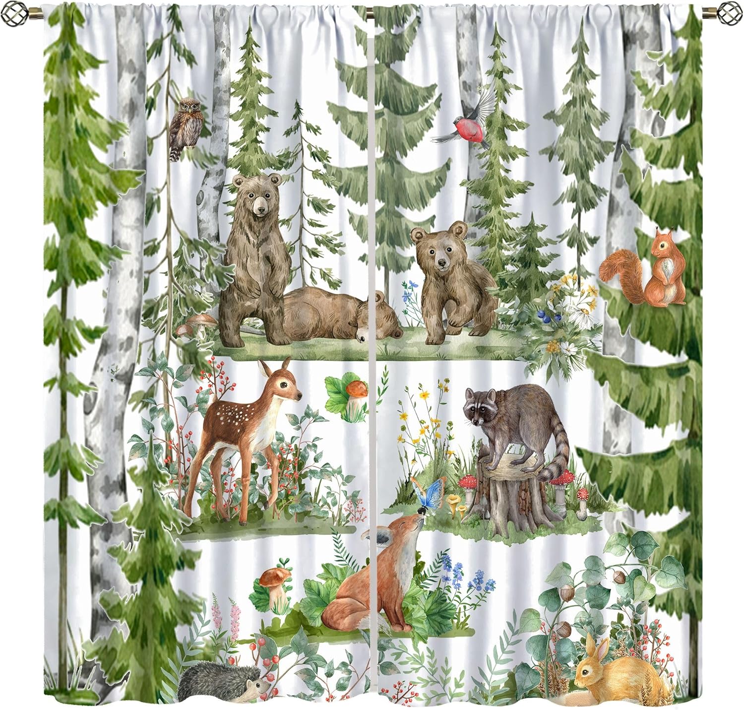 Forest Animal Curtains for Kid - огляд і ціна Baby Nursery Tree