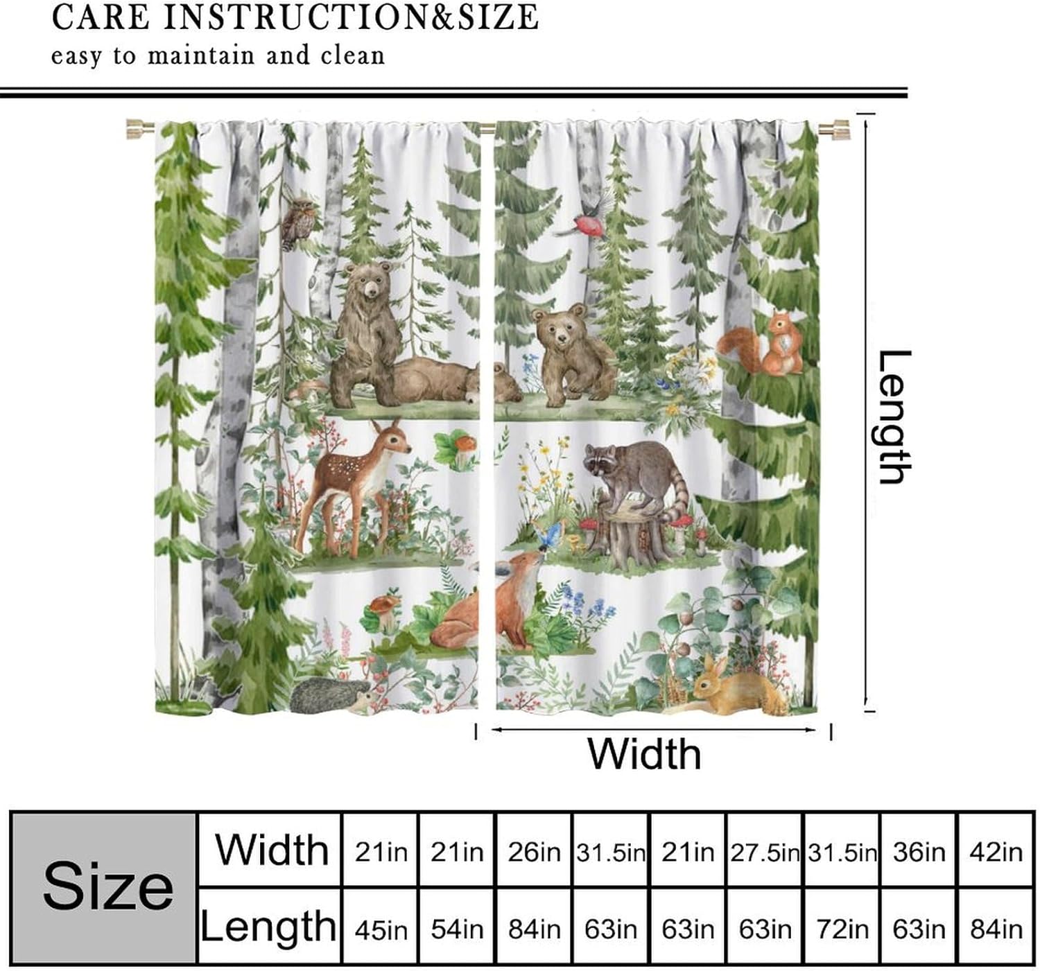 Forest Animal Curtains for Kid - огляд і ціна Baby Nursery Tree