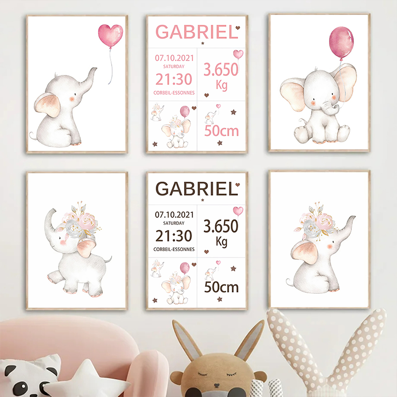 Pink Baby Customized Name Date - огляд і ціна Baby Nursery Posters