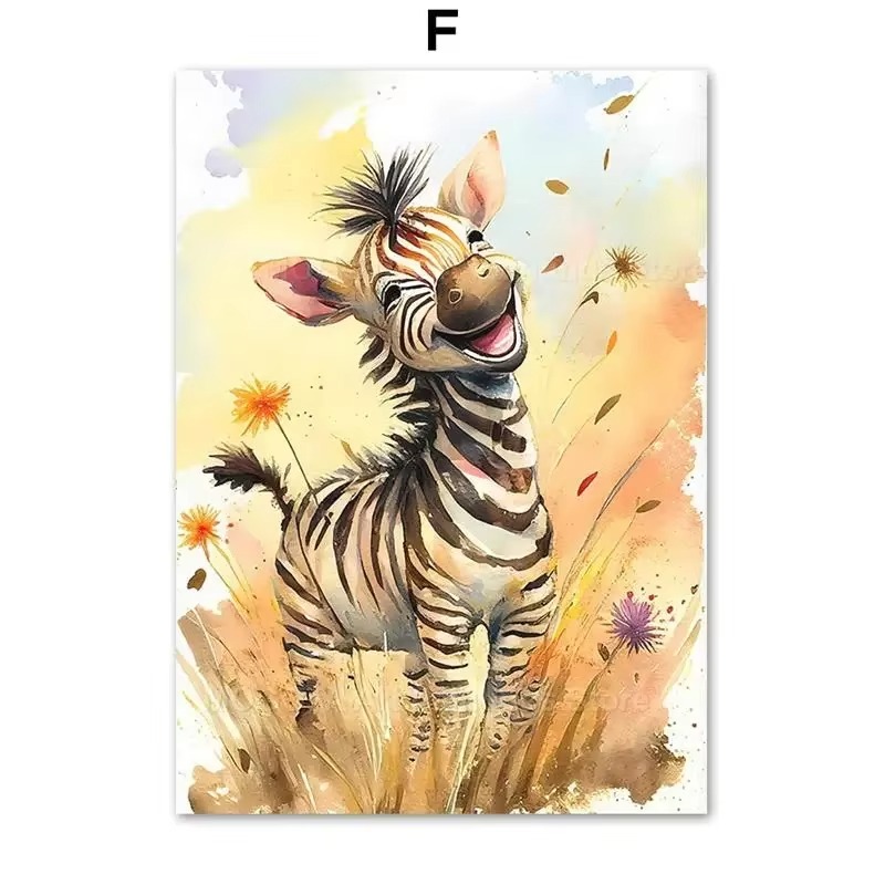 Watercolor Lion Giraffe Tiger  - огляд і ціна Baby Nursery Prints
