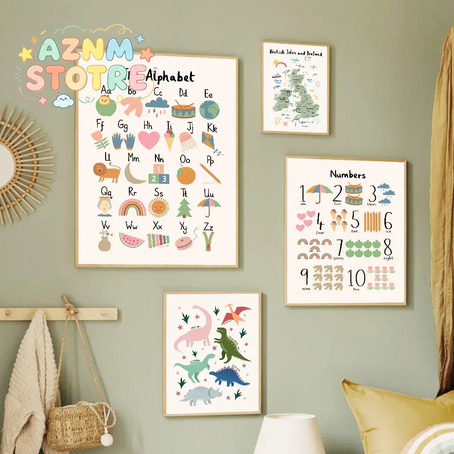 Animal World Map Dinosaur Alph - огляд і ціна Baby Nursery Prints