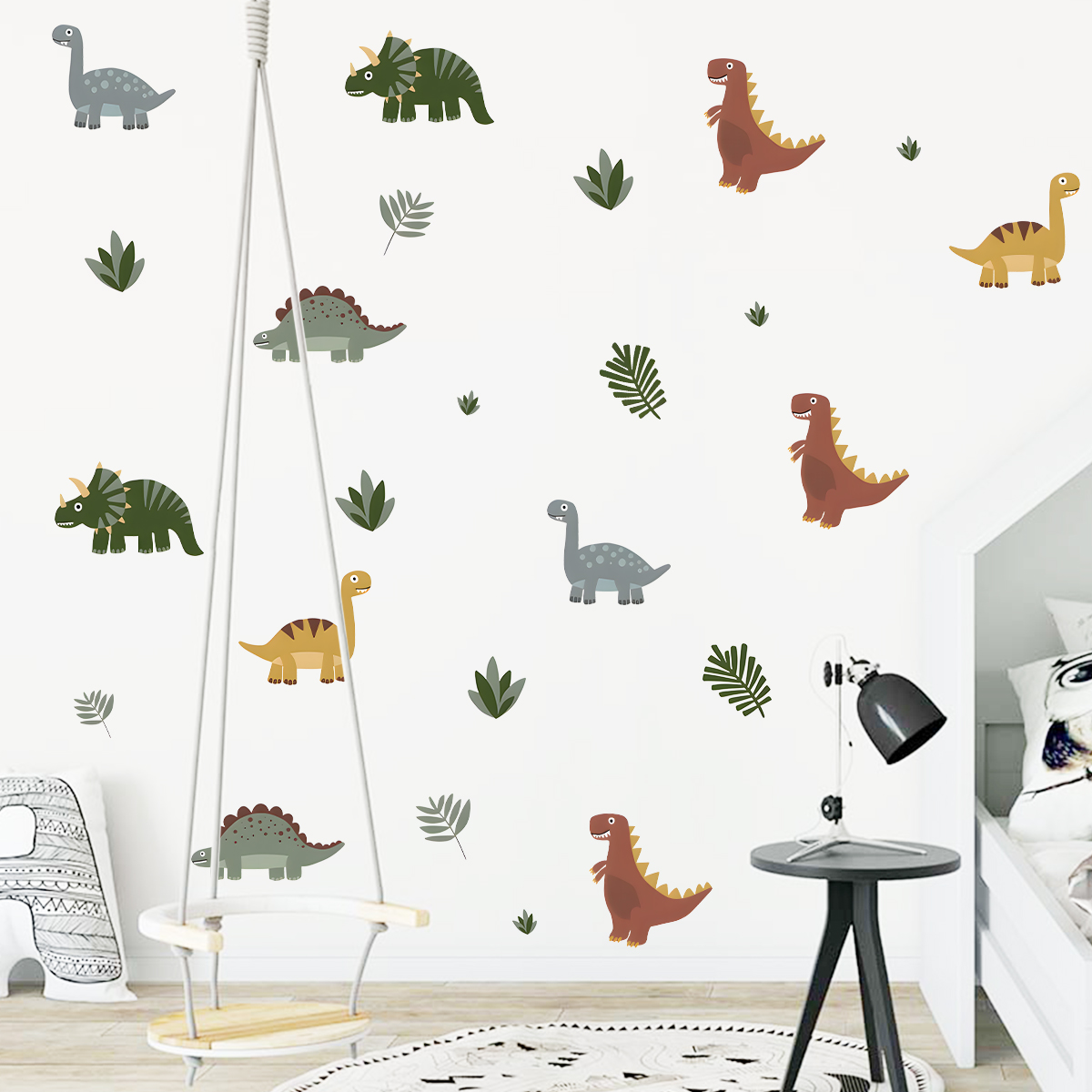 Cartoon Cute Dinosaur Leaf Ani - огляд і ціна Baby Nursery Wallpaper