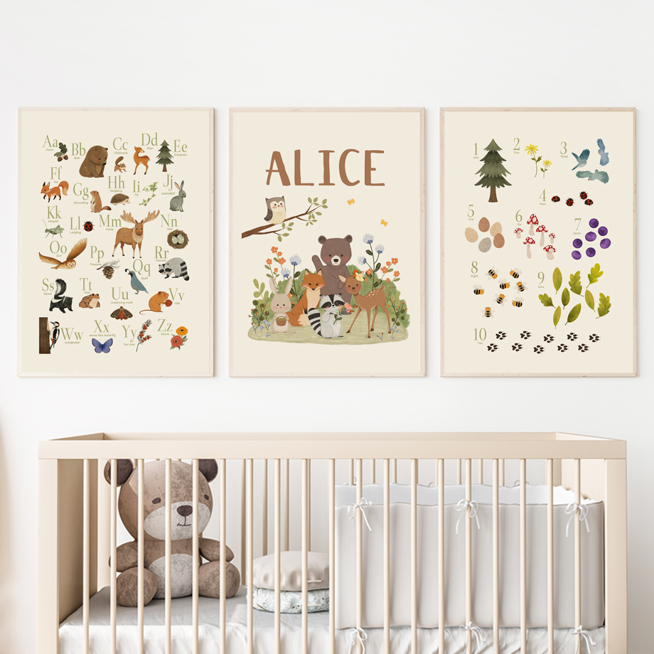 1pc frameless Cute Rabbit Fox  - огляд і ціна Baby Nursery Prints