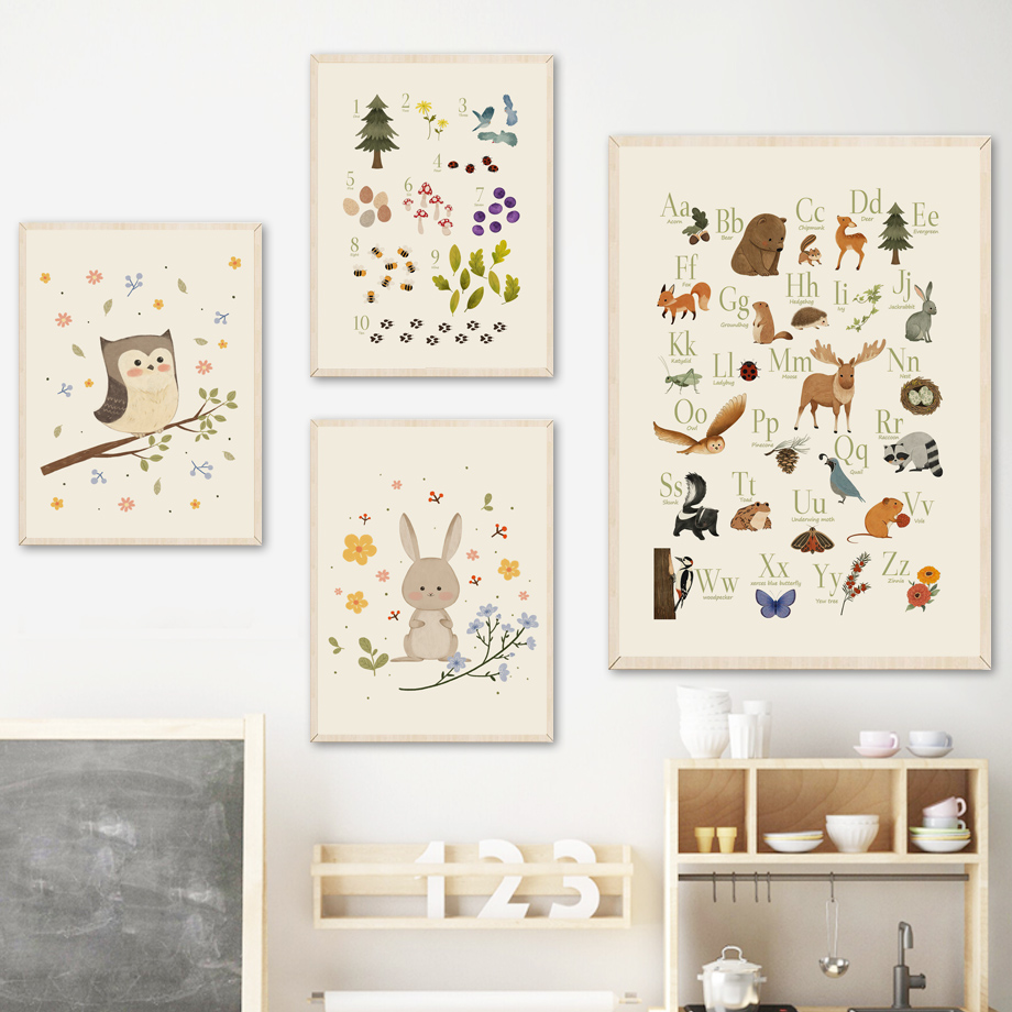 1pc frameless Cute Rabbit Fox  - огляд і ціна Baby Nursery Prints