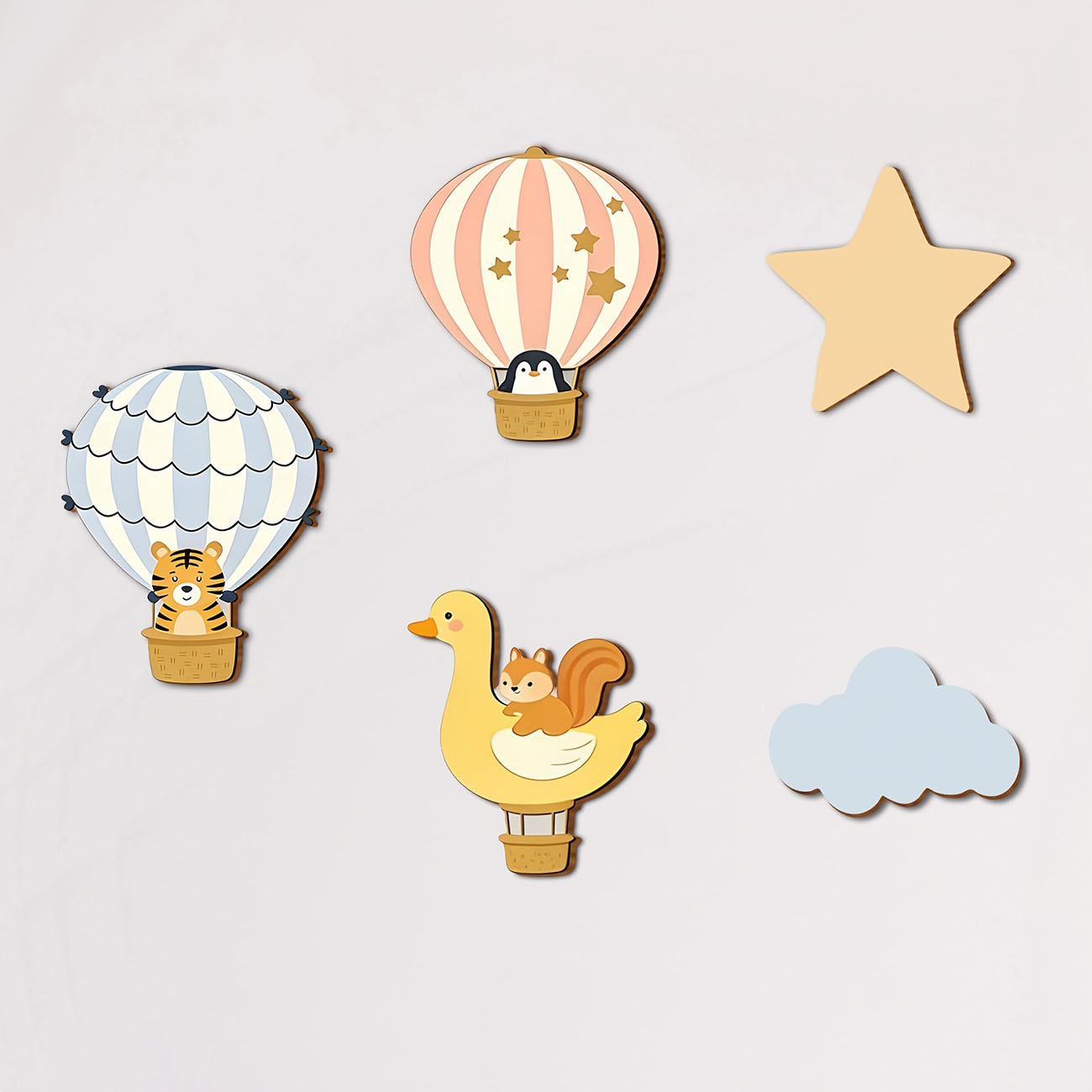 5Pcs Animal Hot Air Balloon Wo - огляд і ціна Baby Nursery Wallpaper